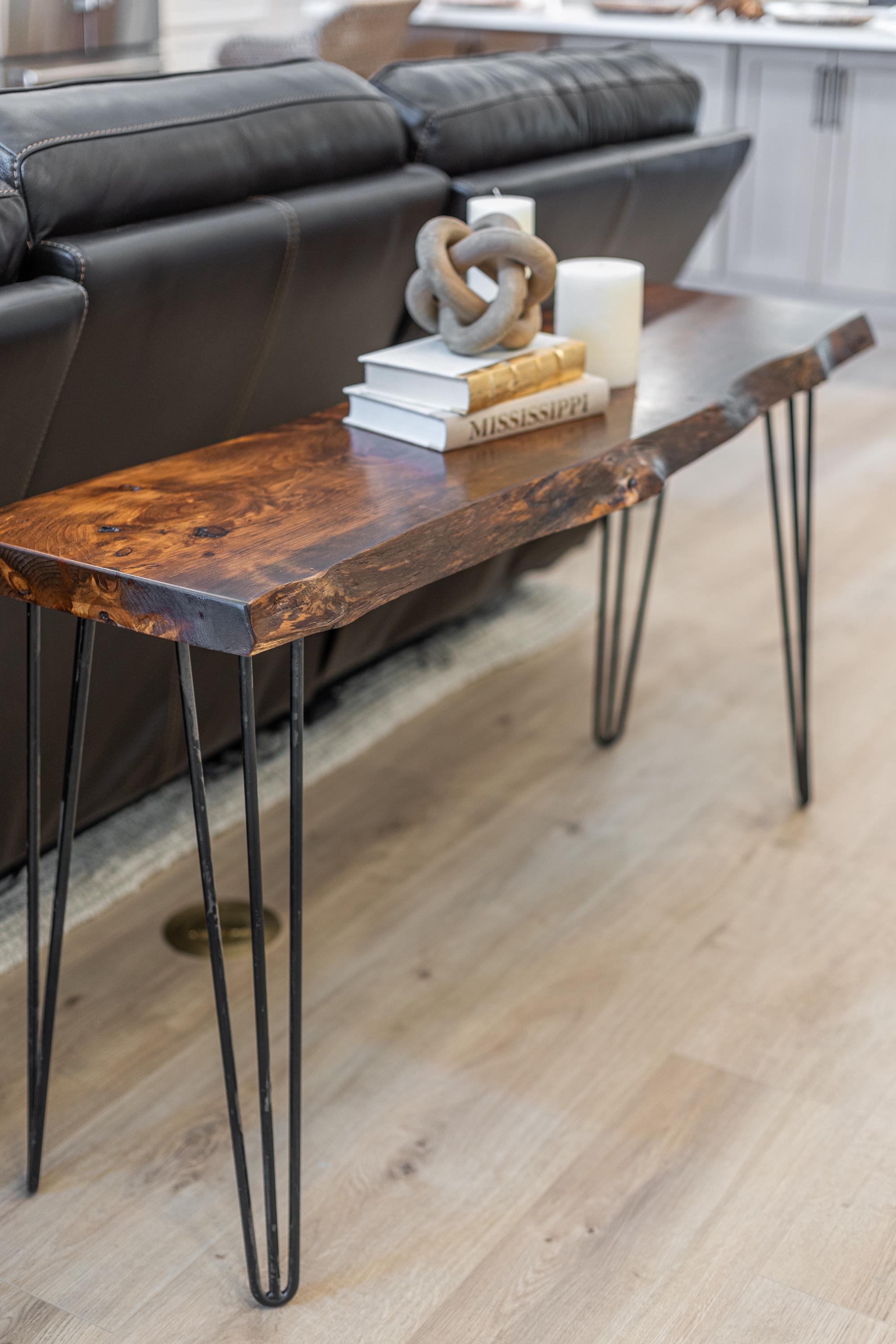 Live Edge Acacia Wood Console Table with Hairpin Legs – Plow & Hearth Real Wood Console Table, Hairpin Legs, Live Edges, Entryway Table main image 1