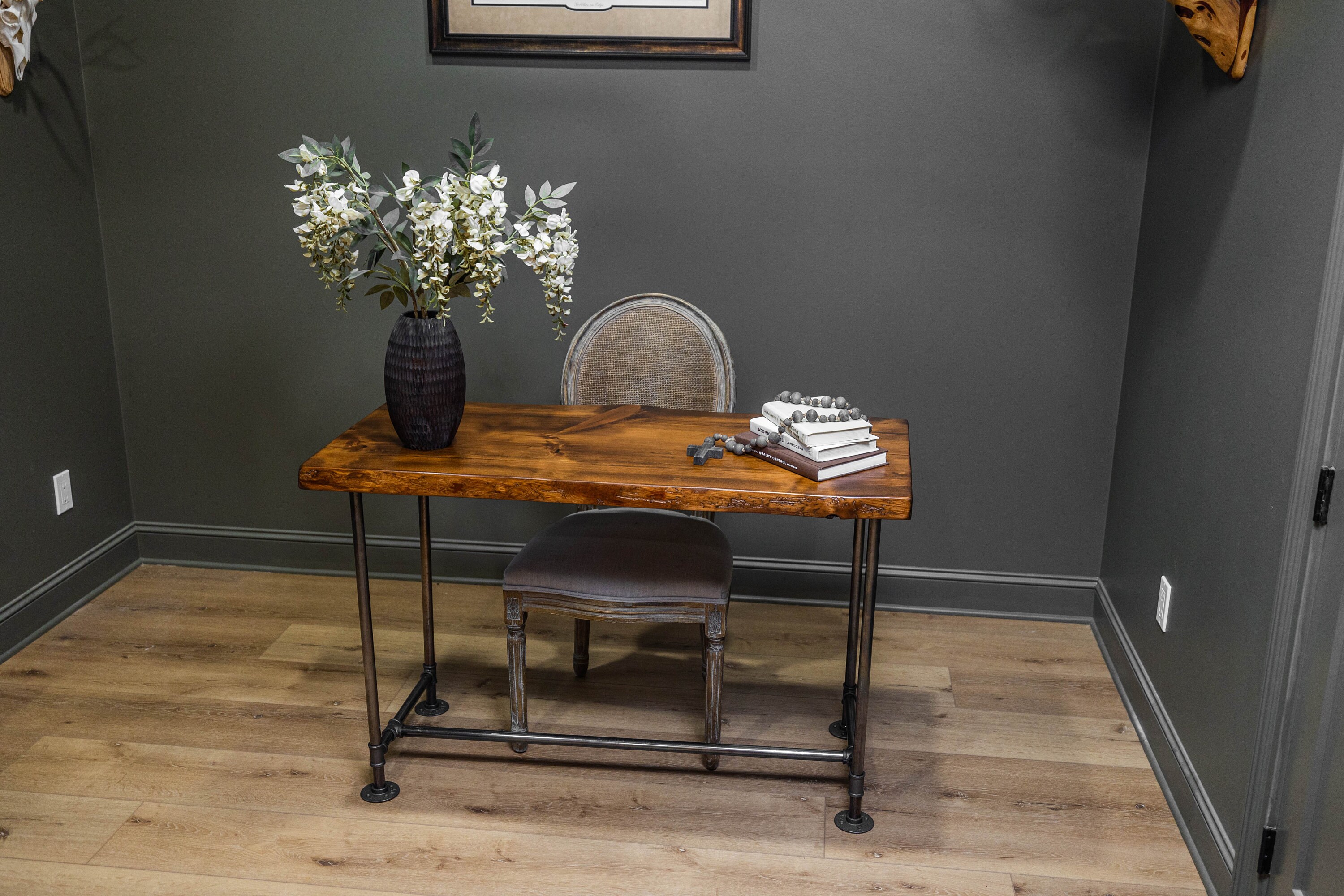 Rustic Live Edge Desk With Steampunk Industrial Pipe Legs - Etsy