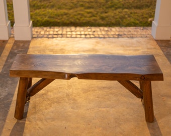 Rustic Log Bench For Outdoor And Indoor Seating Handcrafted Live Edge Wood