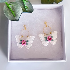 Floral Butterflies | Spring Earrings | Polymer Clay Earrings | Handmade