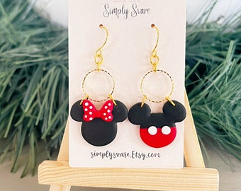 Mr And Mrs Mouse Earrings | Mickey Inspired | Polymer Clay Earrings | Handmade