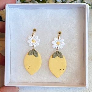 Daisy Lemon Earrings | Polymer Clay Earrings | Summer | Lightweight