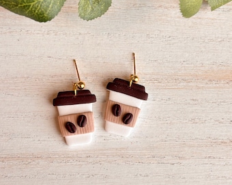 Coffee Cup Earrings | Everyday Earrings | Polymer Clay Jewelry | Handmade