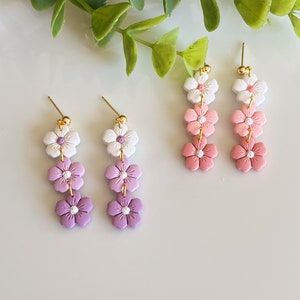 3 Tier Flowers | Summer Earrings | Polymer Clay Earrings | Spring Earrings | Lightweight