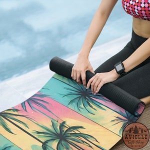 Retro Yoga Mat Tropical Yoga Mat Sunset Yoga Mat Abstract Yoga Mat Colorful Yoga Mat Ocean Yoga Mat Summer Yoga Mat Yoga Gift For Mom