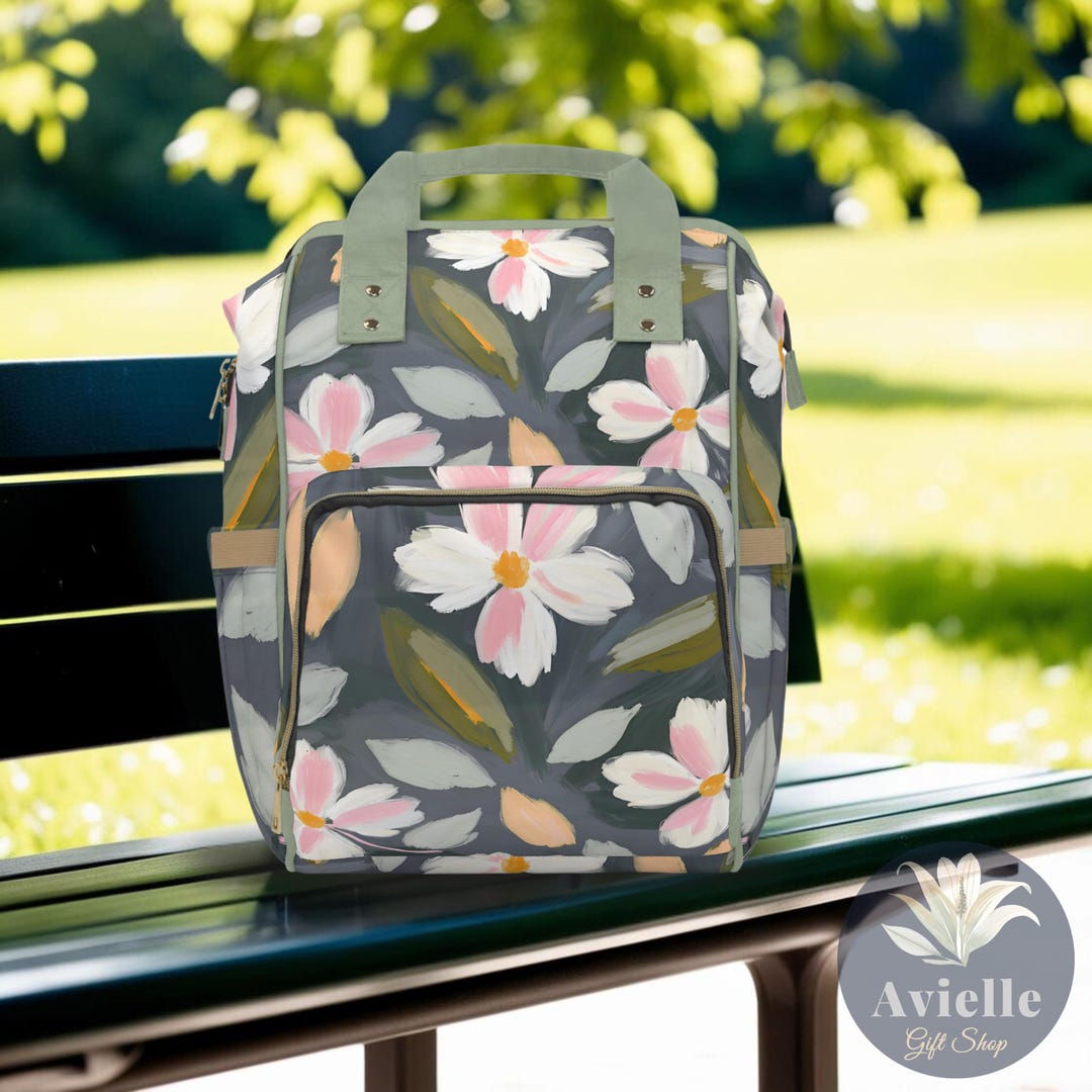 Swift Floral Peach Blue Multi-Function Diaper Backpack/Diaper Bag main image 1