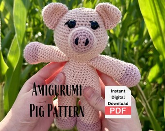 DIGITALE DOWNLOAD Haakpatroon amigurumi varken – boerderijdieren knuffel pdf (directe download)