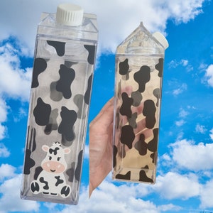 milk carton water bottle/personalised black and white cow print design/summer cow print bottle/custom cow print bottle/milkshake bottle