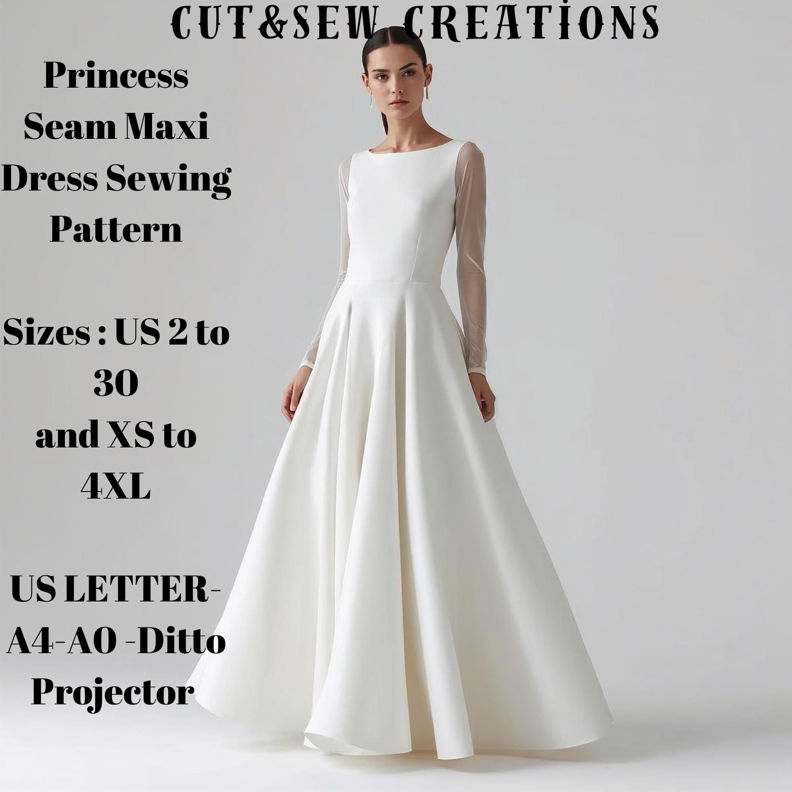 princess cut long dress pattern Butterick B6850 Princess Dress sewing pattern