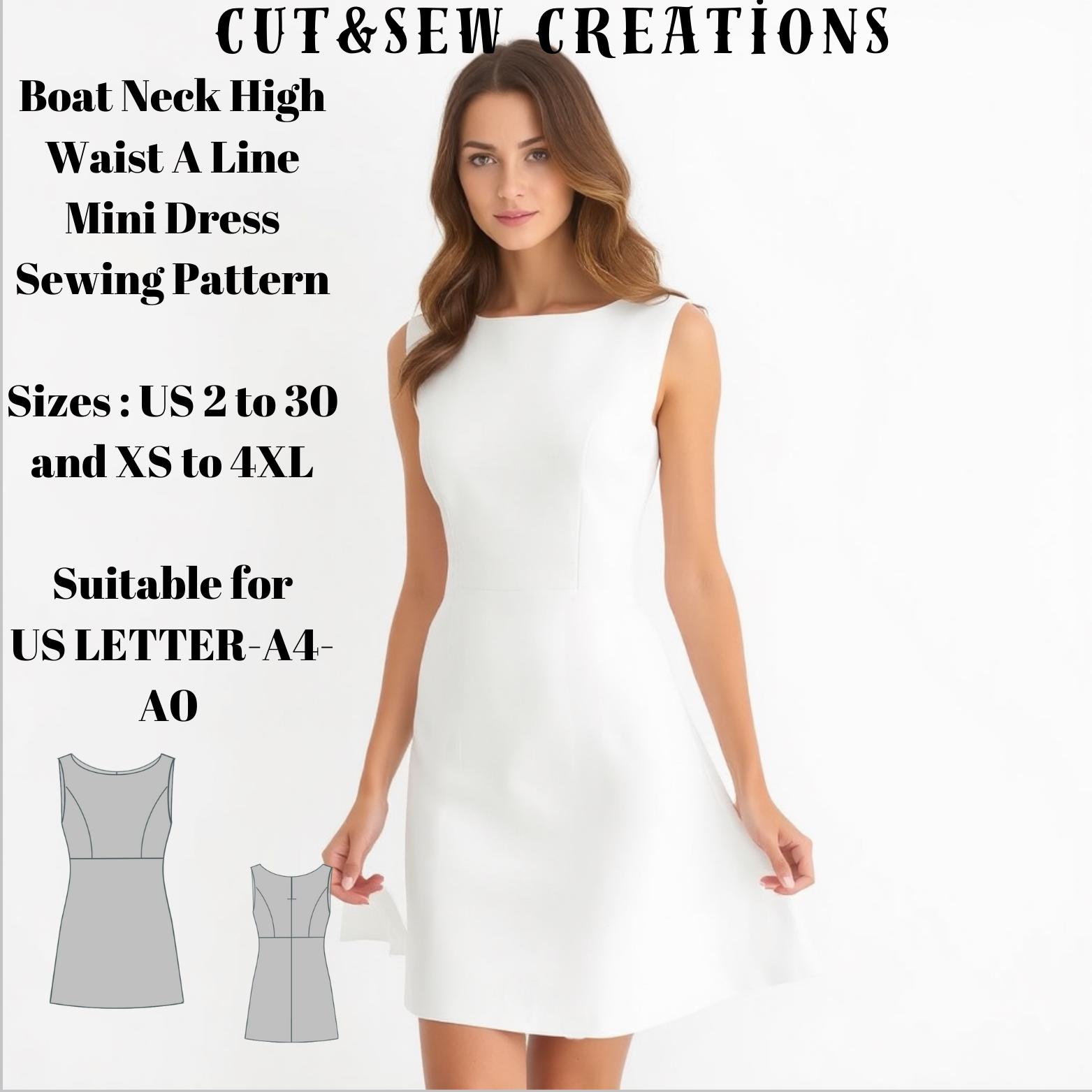 navy blue dress for baby girl Women White & Green Leaf Printed Boat Neck Puff Sleeves Cutout Flared A-Line  Mini Dress main image 1