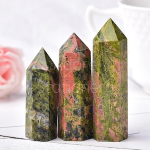 Unakite Crystal Tower Obelisk | Natural Carved Unakite Healing Stone | Crystal Point