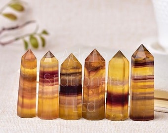 Yellow Fluorite Crystal Tower | Obelisk Healing Energy Crystal Point | Chakra Healing | Real Crystals Specimen | Protection Crystals