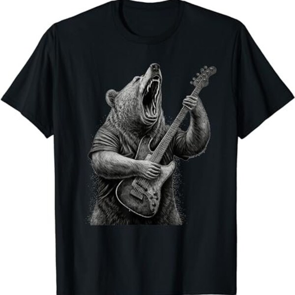 Bear Playing Bass Guitar Bear Guitarist Music Lovers Vintage  T-Shirt, Sweatshirt, Hoodie - 43064