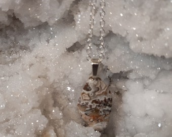 Magnifique collier Crazy Lace Agate sur chaîne en argent de 18".