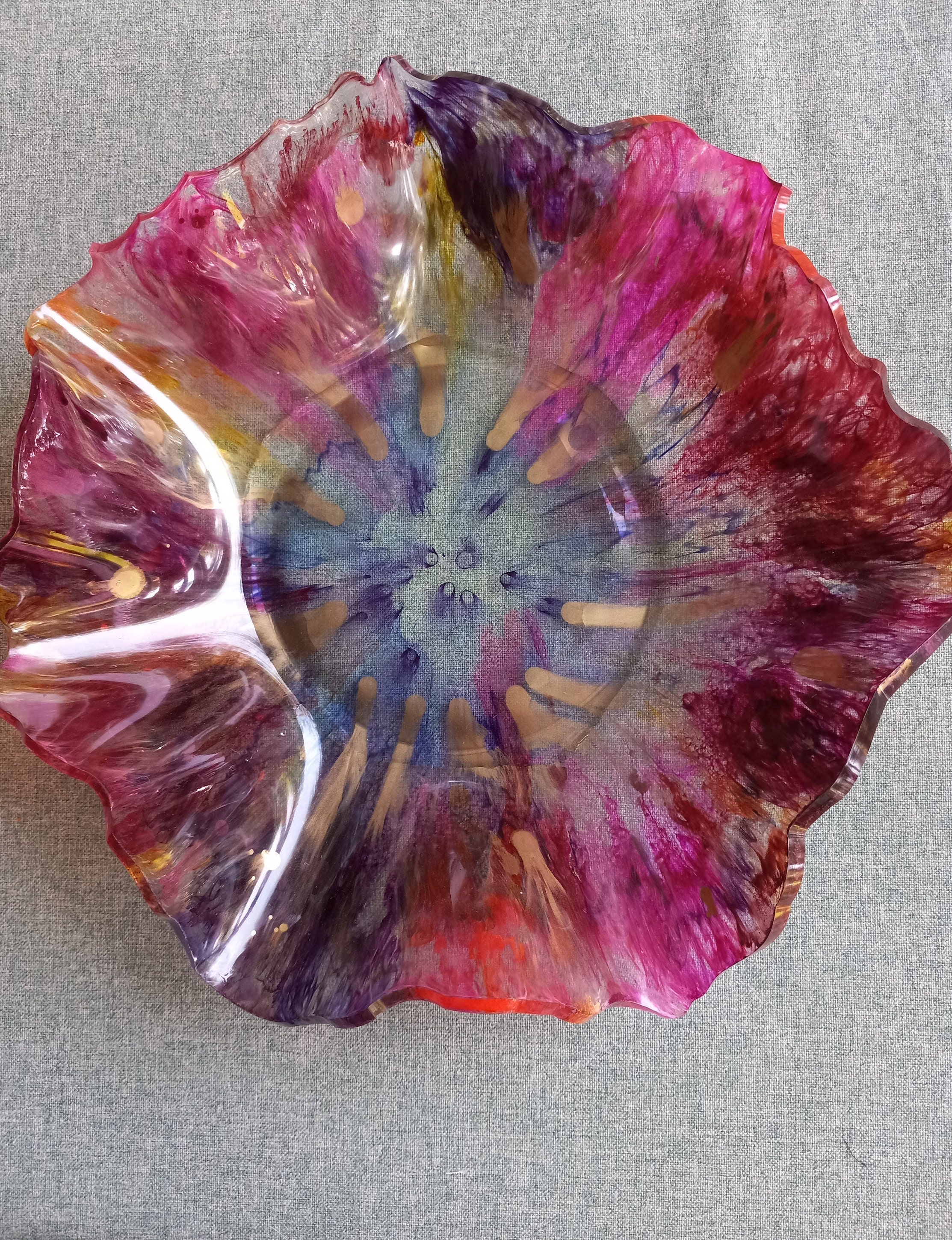 Handmade Decorative Fluted Edge Colorful Resin Bowl 10