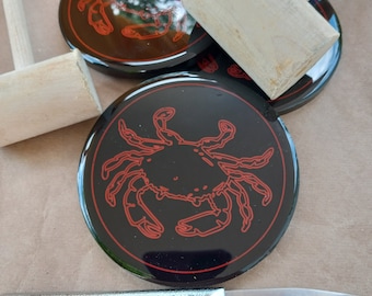 Ensemble de 4 sous-verres bleus crabe Maryland cuit à la vapeur