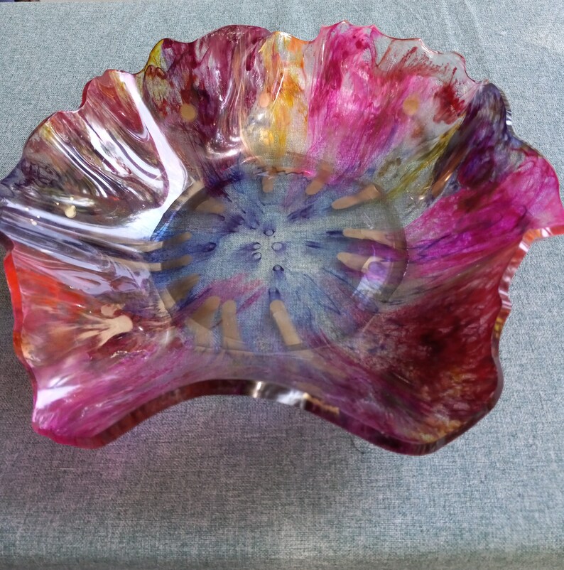 Handmade Decorative Fluted Edge Colorful Resin Bowl 10
