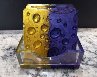 Des sous-verres gouttes d'eau aux couleurs des Ravens de Baltimore ! ensemble de quatre