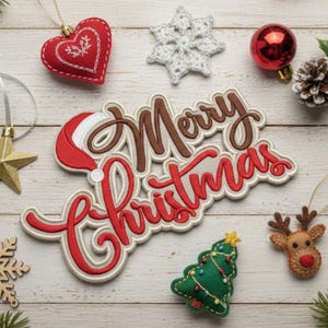 Disegno per ricamo di Buon Natale / Disegni per ricamo a macchina di Natale / File per ricamo di toppe di Buon Natale / File natalizio / 8 misure