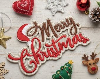 Merry Christmas Embroidery Design | Christmas Machine Embroidery Designs | Merry Christmas patch embroidery files | christmas file | 8 Sizes