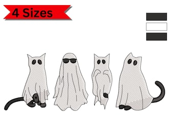Unique thread art Halloween Embroidery design | decorative gift project spooky cat pattern | festive DIY craft decor sewing template