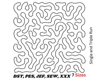 Stipple quilt embroidery design.block machine Continuous stipple machine embroidery design. Edge to edge. 7 Sizes