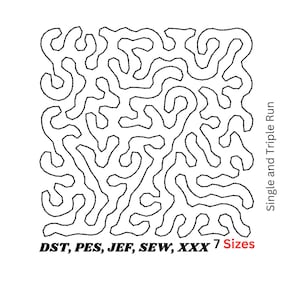 Stipple quilt embroidery design.block machine Continuous stipple machine embroidery design. Edge to edge. 7 Sizes
