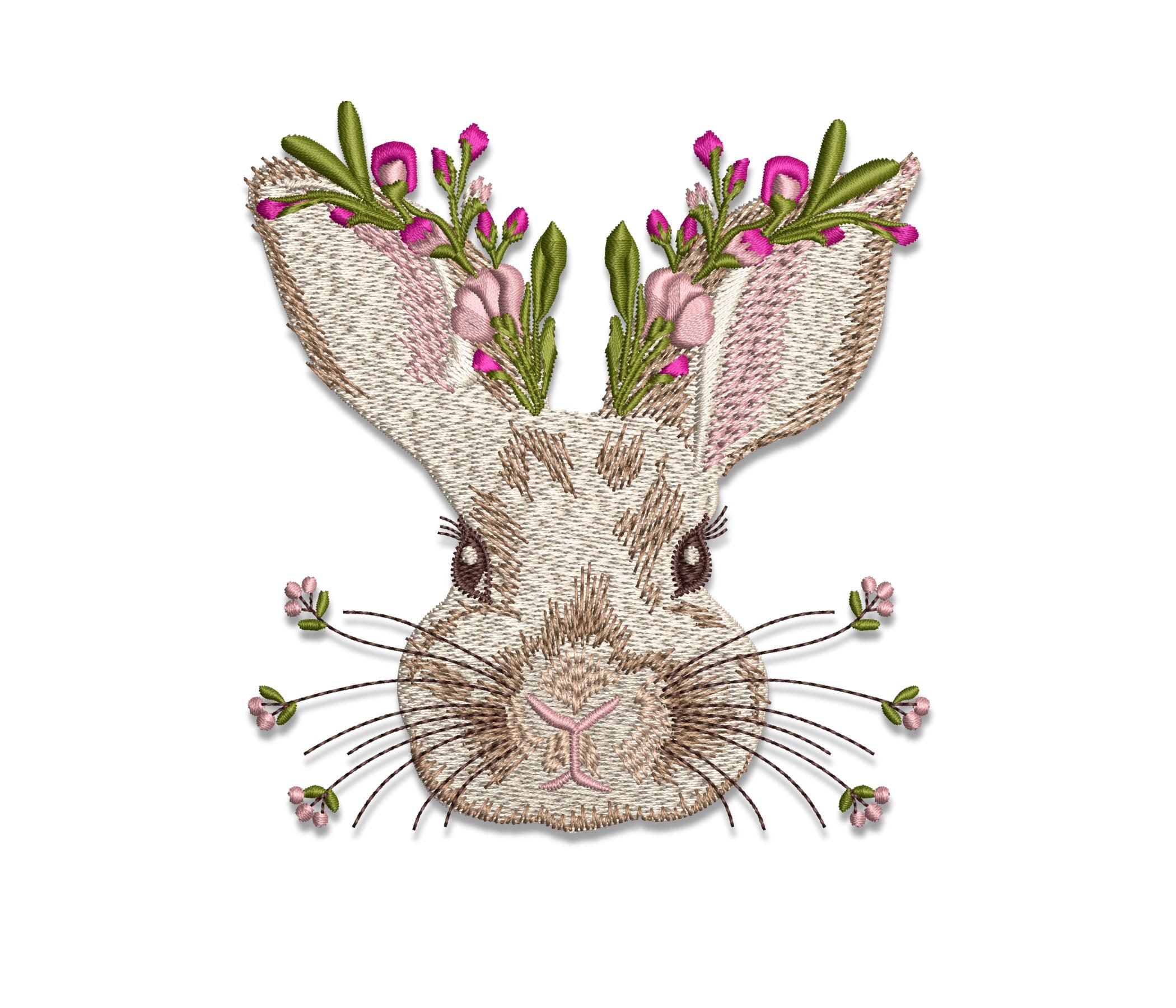 Cute Floral Bunny Embroidery Design, Machine Embroidery Designs