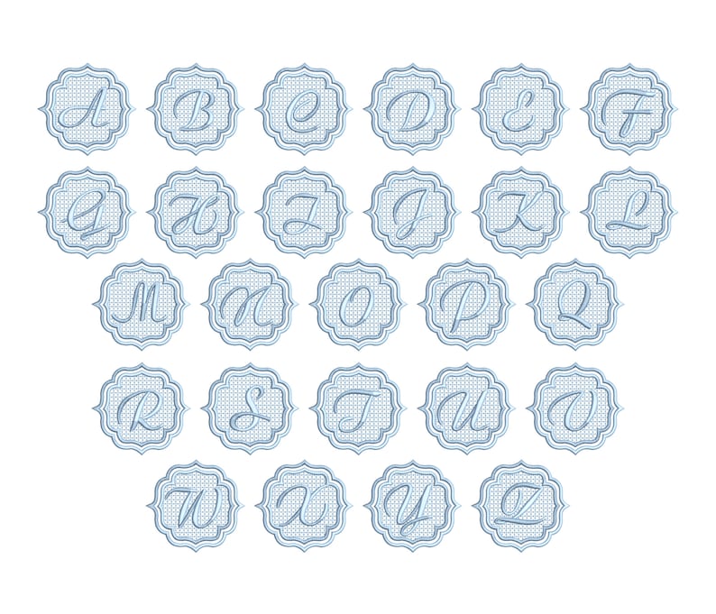 Embossed Machine Embroidery Monogram Font, Knock Down Machine Embroidery Monogram Font, Embossed Embroidery Designs INSTANT DOWNLOAD