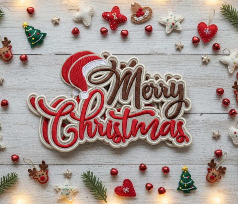Merry Christmas Embroidery Iron on patch