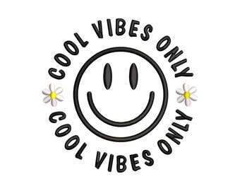 Cool Vibes Only Embroidery Designs in pes file vibes Embroidery Design,  Embroidery Designs for Tote Bags, Embroidery Designs for Sweatshirt