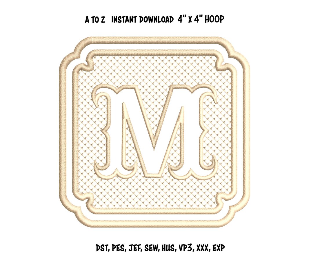 Embossed Monogram Patterns Embossed Monogram Embroidery Font, Knock Down Machine Embroidery Design ...