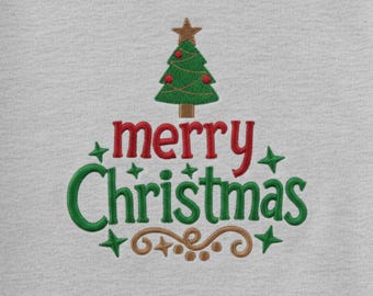 Merry Christmas Embroidery Design | PES File | Embroidery Designs Christmas | Instant Download | Holiday Machine Embroidery Designs | 6-size