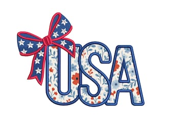Diseño de bordado del 4 de julio, aplique Coquette USA, archivo de sudadera patriótica America 250, patrón de bordado a máquina americano 1776 2026