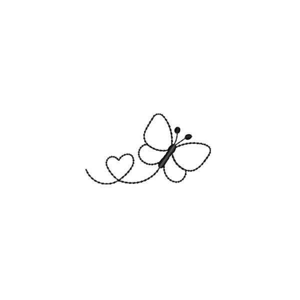 Mini Heart Butterfly embroidery --4 Sizes--Machine Embroidery Design--Instant download