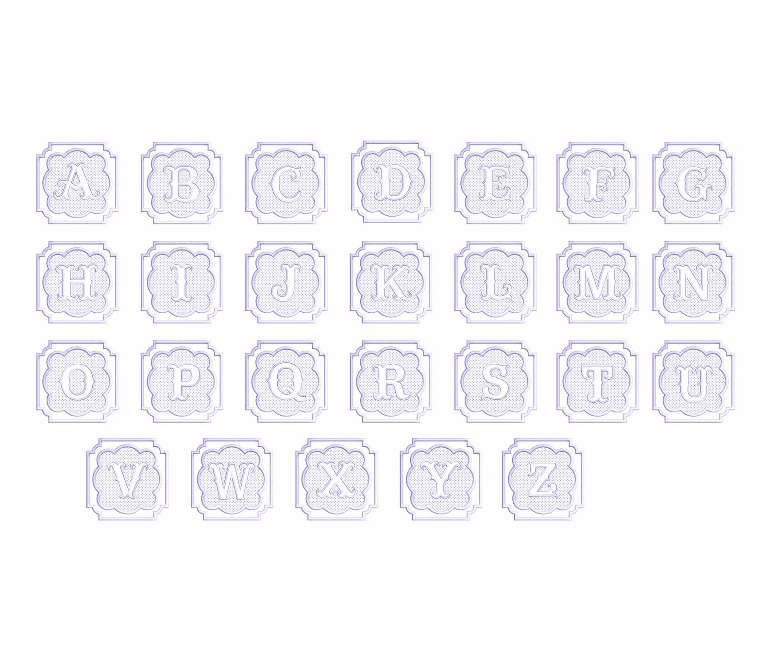 A to Z Monogram Embroidery Designs Embossed Embroidery Monogram Font ...