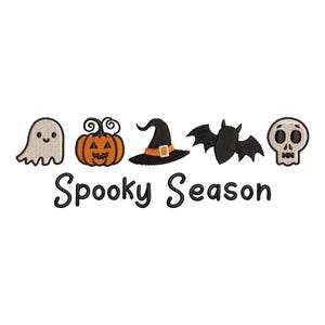 Spooky Season Embroidery Design - Halloween Icons Embroidery Design - Spooky Season - 5 Sizes -Machine Embroidery Files - Instant Download