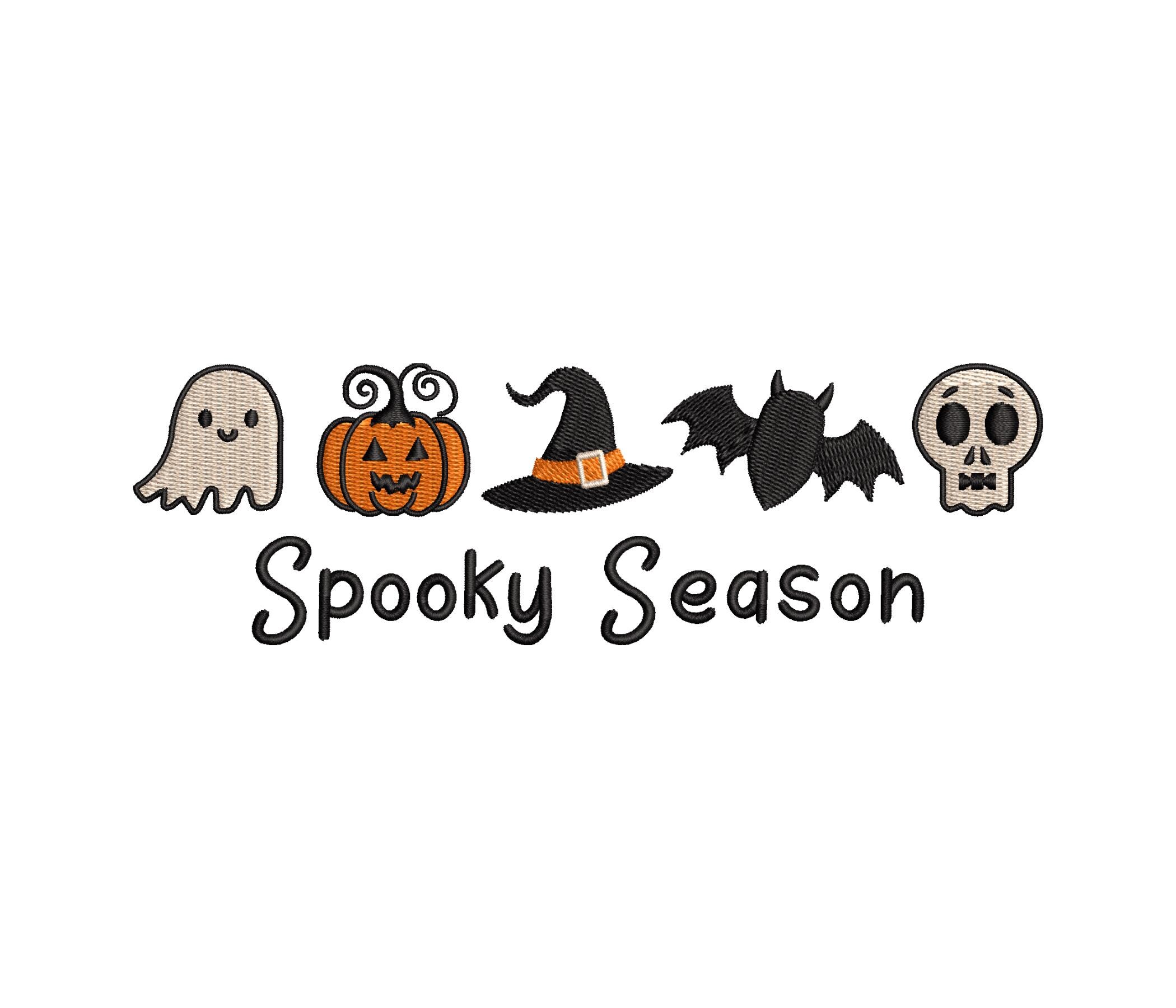 Spooky Season Embroidery Design - Halloween Icons Embroidery Design - Spooky Season - 5 Sizes -Machine Embroidery Files - Instant Download