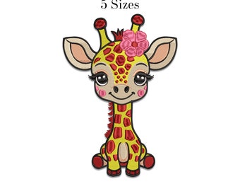 Giraffe Embroidery Designs - Baby Giraffe Embroidery Design for Baby Girl - Precious Giraffe Embroidery