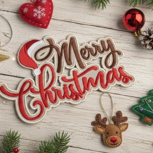 Merry Christmas Embroidery Iron on patch