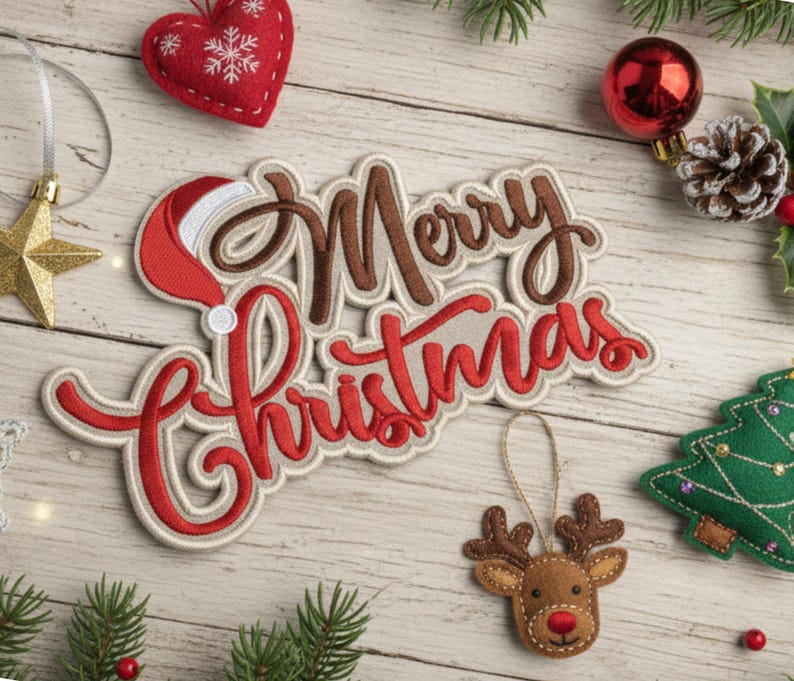 Merry Christmas Embroidery Iron on patch