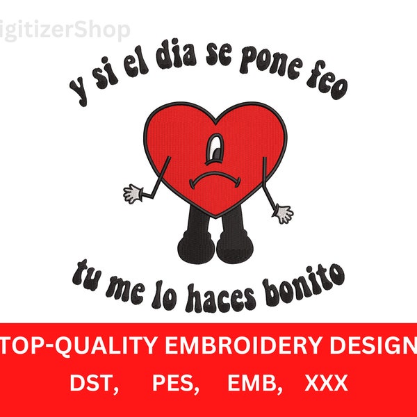 Un Verano Sin Ti - Heart Album Cover - Embroidery Designs for DIY Bad bunny embroidery