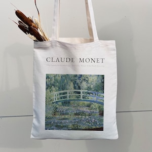 Claude Monet Organic Cotton Tote Bags, Trendy Tote Bags, Aesthetic Woman Tote Bags, Artist Gift Bags, Shoulder Cotton Bags
