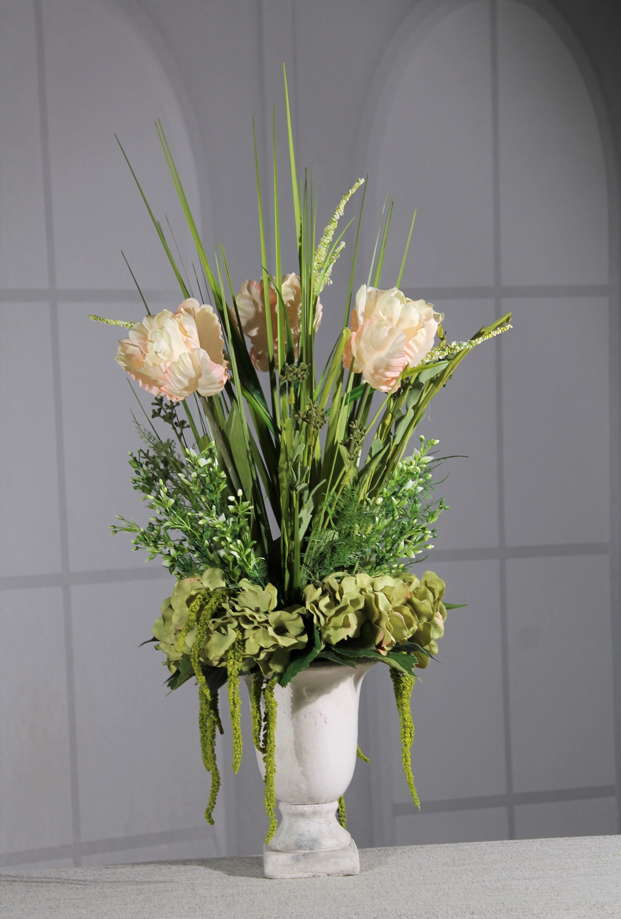 Silk Floral Arrangement Tall Flower Arrangement Modern Etsy