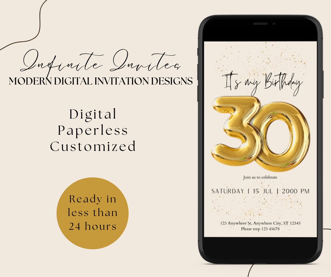 Digital Birthday Invitation Card Customizable Invitation Etsy