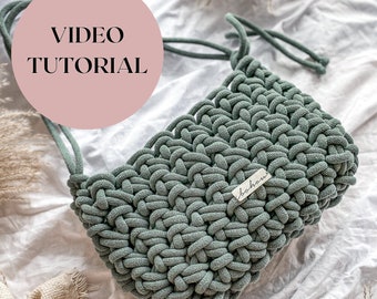 CROCHET BAG VIDEO tutorial chunky vintage crochet bag pattern net bag easy video tutorial crochet bag for begginers, crochet purse woman bag