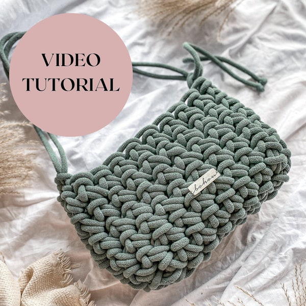 CROCHET BAG VIDEO tutoriel chunky vintage crochet sac modèle net sac facile vidéo tutoriel crochet sac pour débutants, crochet sac à main femme sac