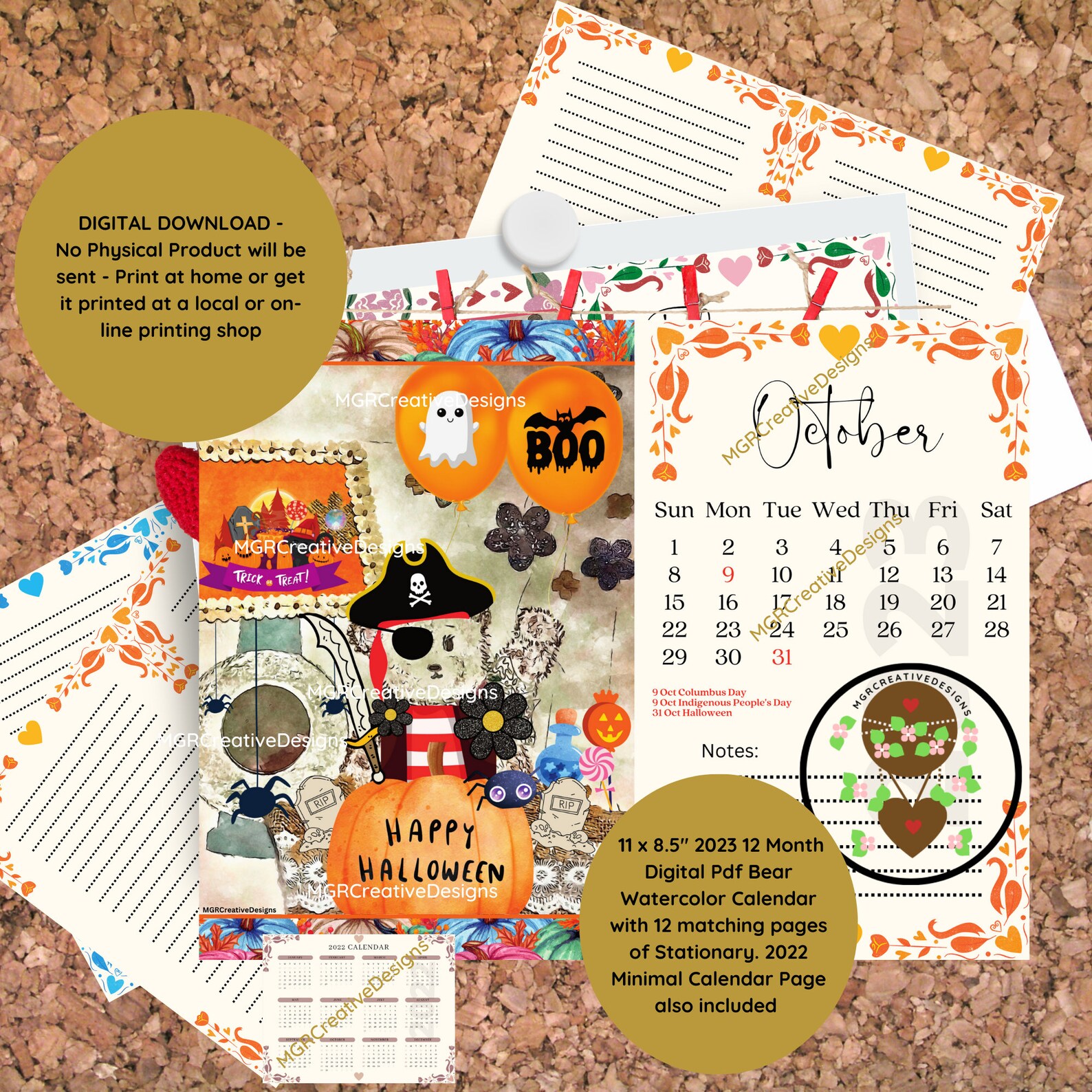 Printable 2023 Calendar Teddy Bear Printable Calendar Bear Etsy