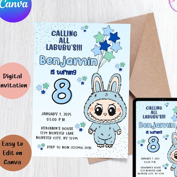 Text Labubu Blue Blue Labubu - Etsy