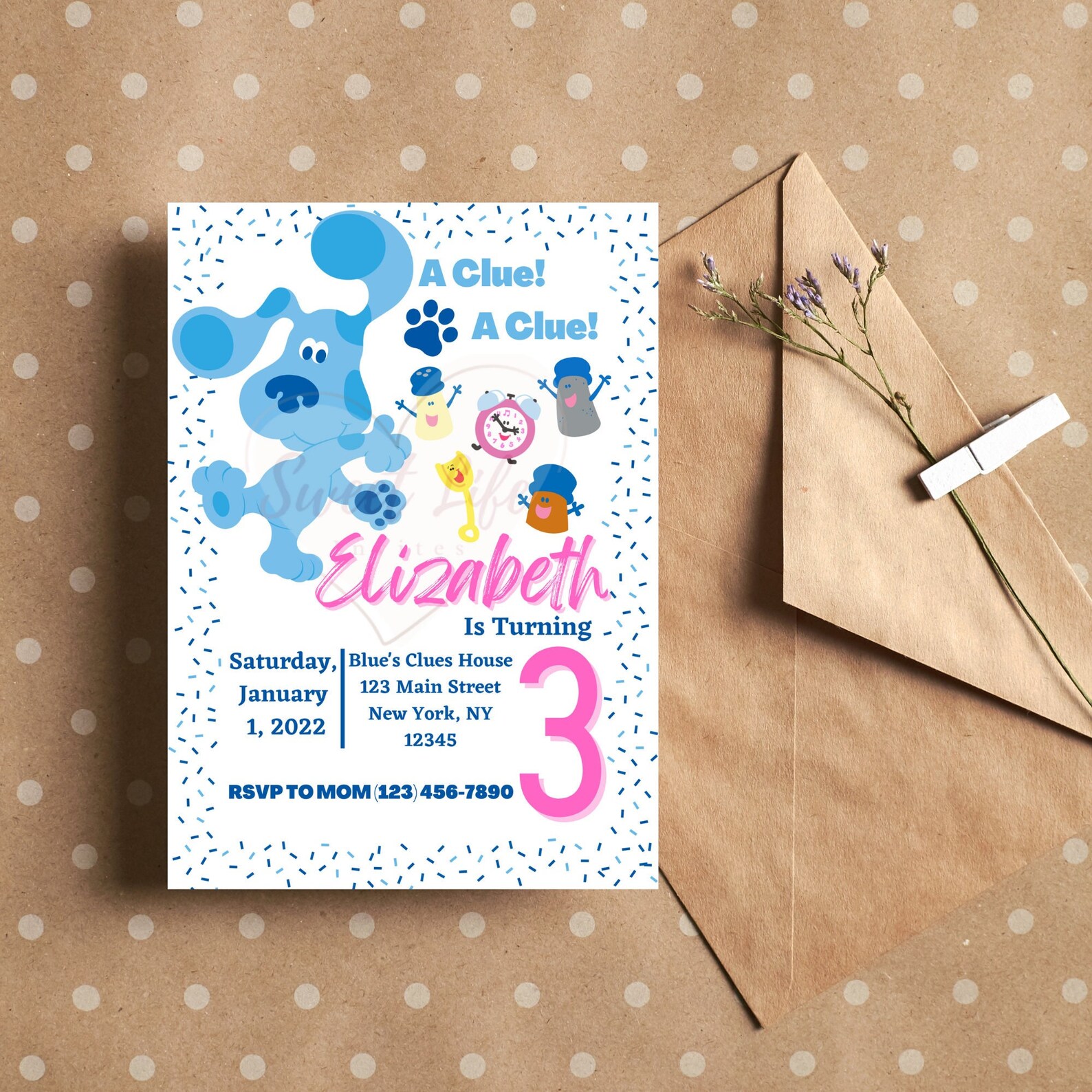 Blue's Clues Invitation Blue's Clues Girl Invitation Etsy